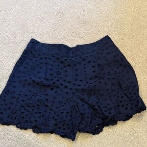 LOFT Navy Eyelet High Waist Shorts Size- XS